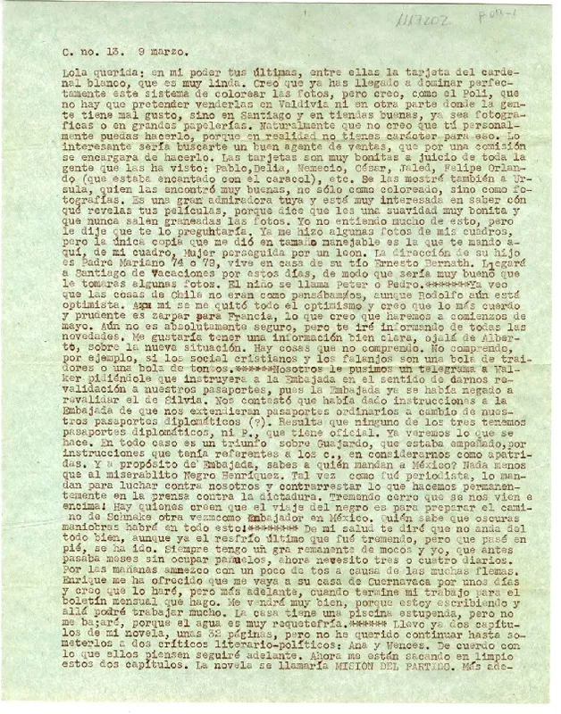 [Carta] [1950] marzo 9, [México] [a] Lola Falcón  [manuscrito] Luis Enrique Délano.