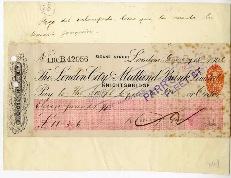 [Letra de cambio] 1906 junio 15, Londres, [Inglaterra] [a] The London City & Midland Bank limited  [manuscrito] Domingo Gana.