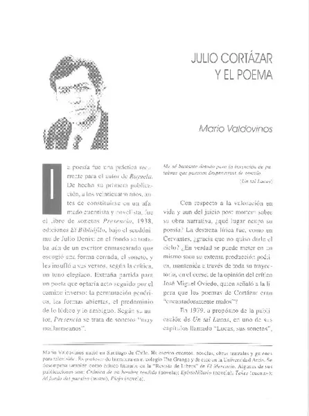 Julio Cortázar y el poema  [artículo] Mario Valdovinos.