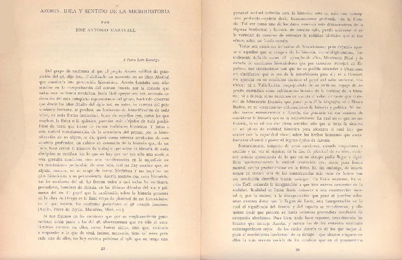 Azorín; idea y sentido de la microhistoria  [artículo] José Antonio Maravall.