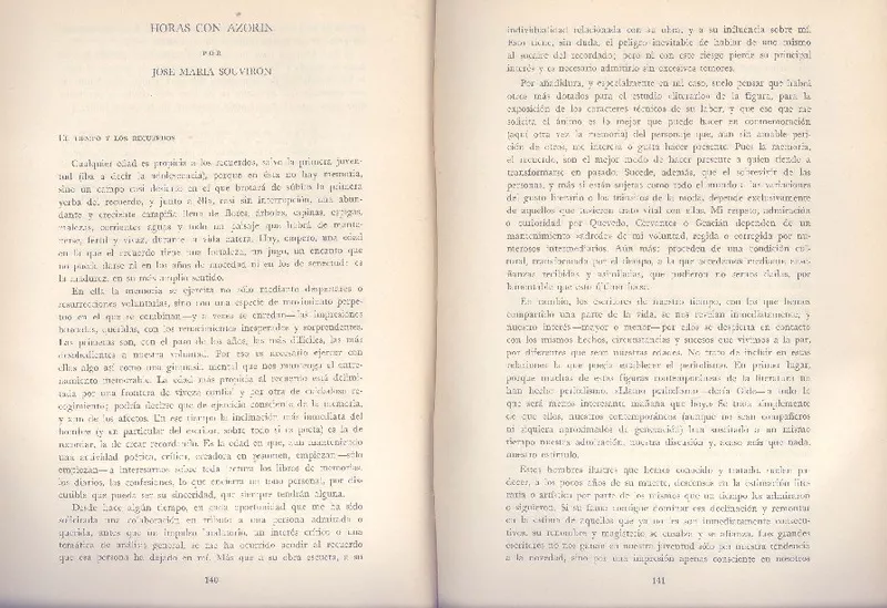 Horas con Azorín  [artículo] José María Souvirón.