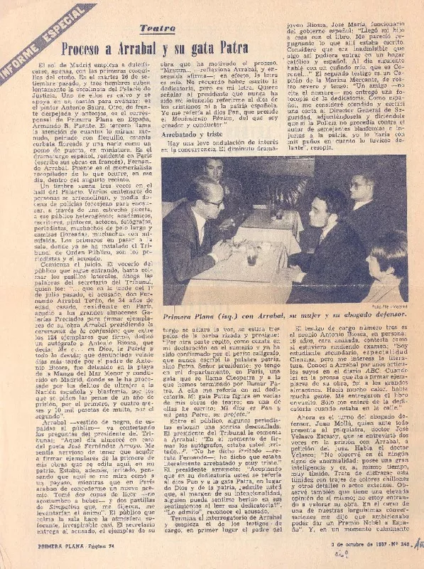 Proceso a Arrabal y su gata Patra  [artículo].