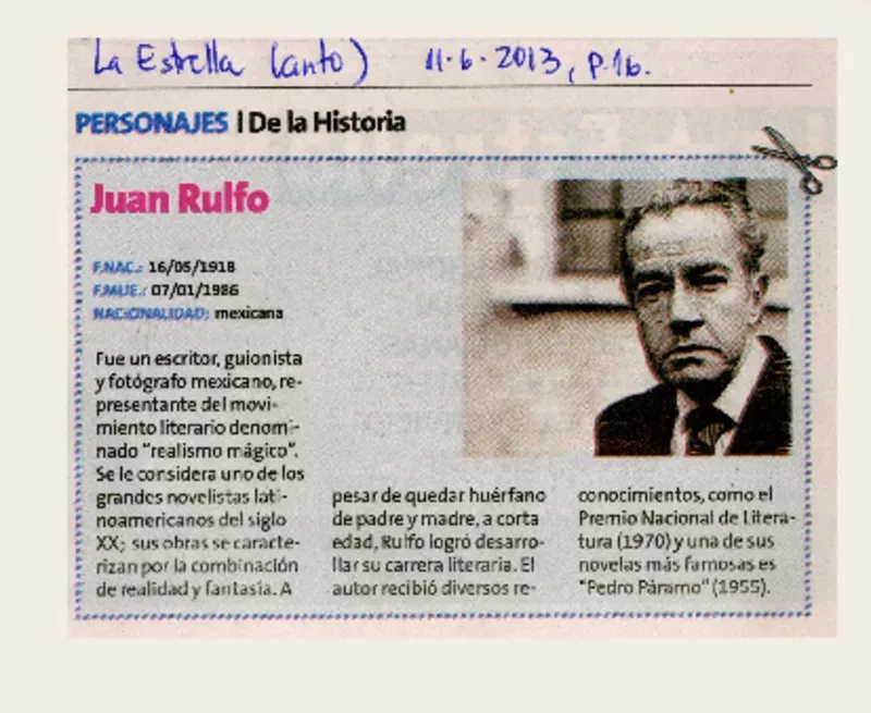 Personajes de la historia : Juan Rulfo. [artículo]