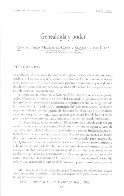Genealogía y poder  [artículo]