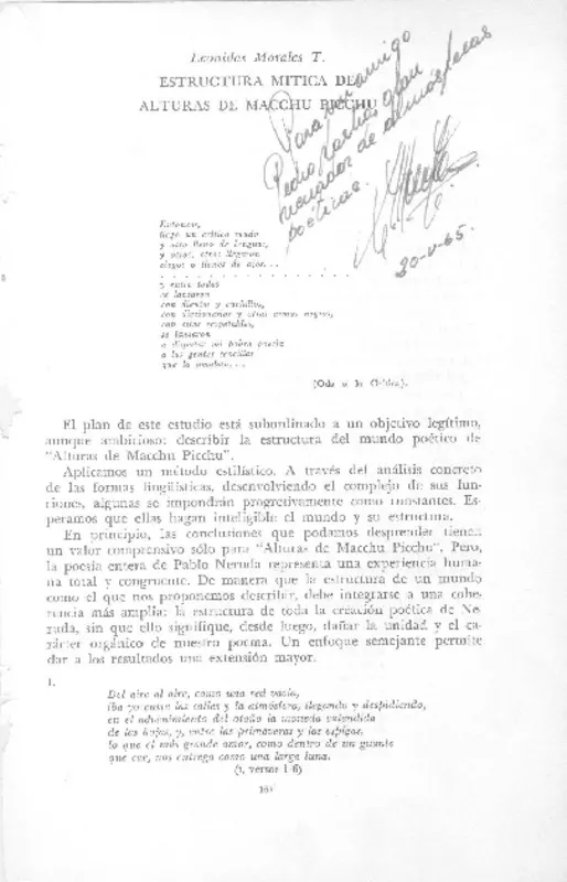 Estructura mítica de Alturas de Macchu Picchu  [artículo] Leonidas Morales T.