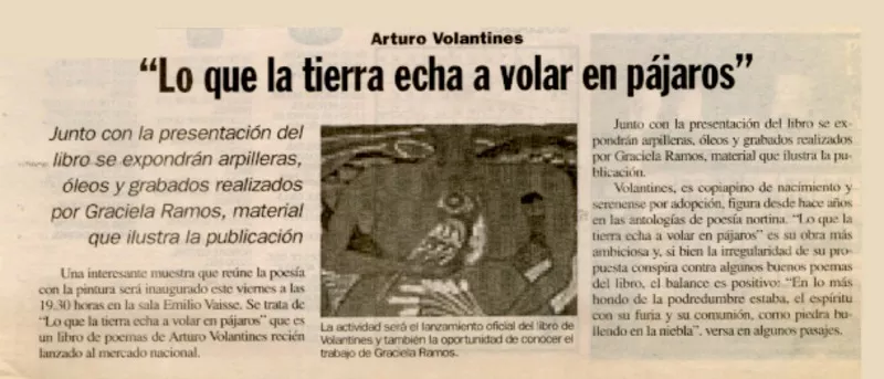 Lo que la tierra echa a volar en pájaros".  [artículo]