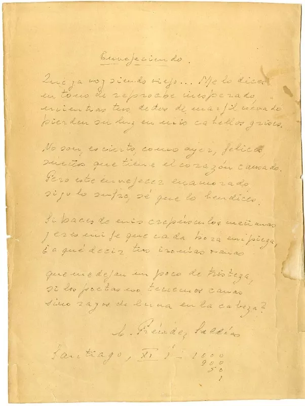 Envejecimiento  [manuscrito] Carlos Préndez Saldías.