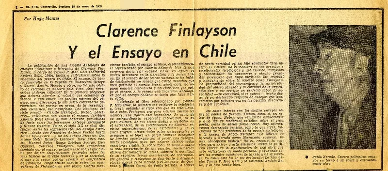 Clarence Finlayson y el ensayo de Chile  [artículo] Hogo Montes.