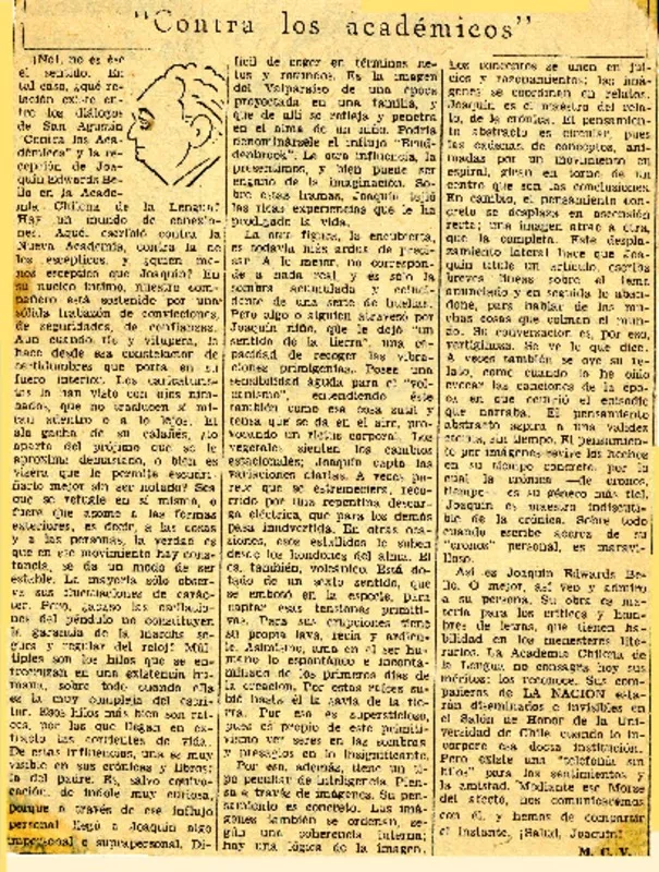 Contra los académicos  [artículo] M. C. V.