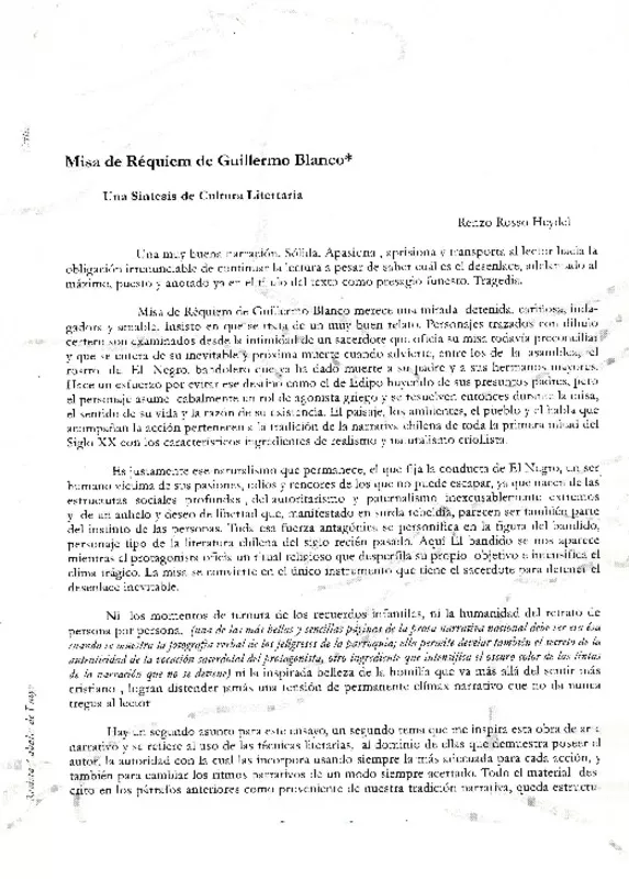 Misa de réquiem de Guillermo Blanco  [artículo] REnzo Rosso Heydel.