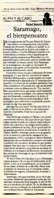 Saramago, el bienpensante  [artículo] Rafael Gumucio.