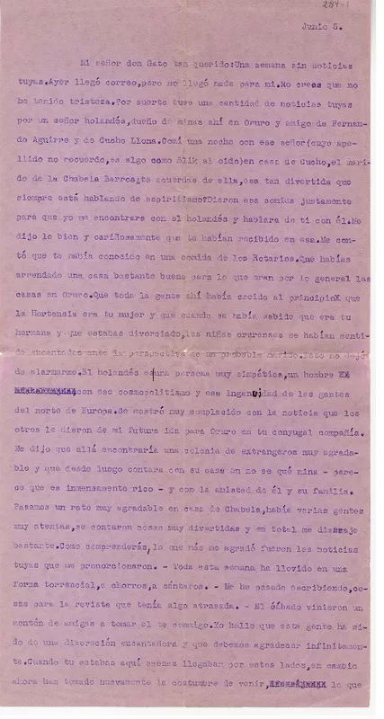 [Carta] [entre 1923 y 1928] junio 5, Santiago, Chile [a] Juan Guzmán Cruchaga  [manuscrito] Marta Brunet.