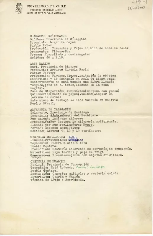 [Folklore chileno]  [manuscrito] Oreste Plath.