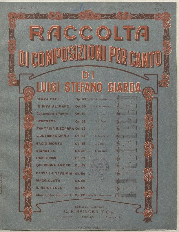L' último giorno [para canto con acompañamiento de piano] [música] : parole di E. de Amicis ; Luigi Stefano Giarda.