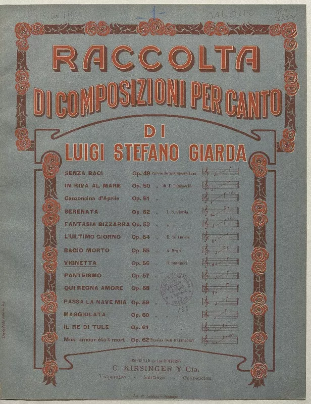 Vigneta [para canto con acompañamiento de piano] [música] : versi ; di G. Carducci ; Luigi Stefano Giarda.