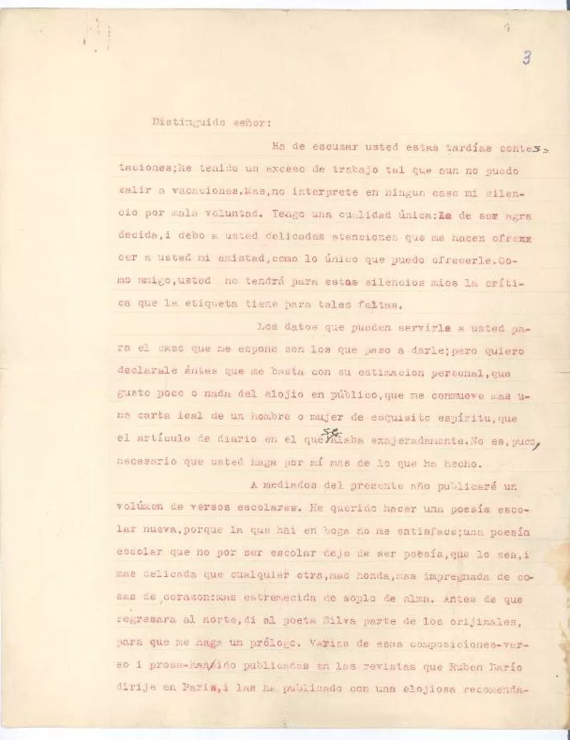 [Carta], 1915 Los Andes, Chile <a> Eugenio Labarca  [manuscrito] Gabriela Mistral.