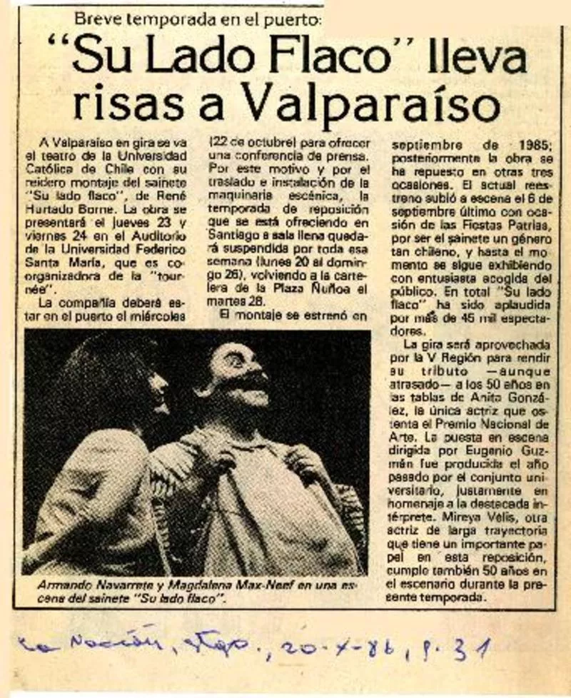 "Su lado flaco" lleva risas a Valparaíso  [artículo].