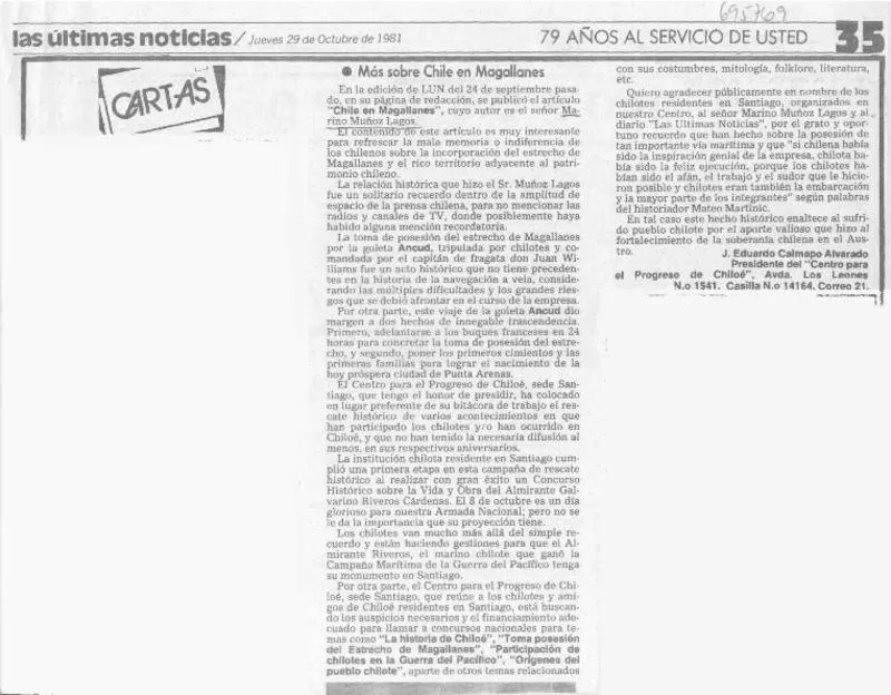 Más sobre Chile en Magallanes  [artículo] J. Eduardo Caimapo Alvarado.