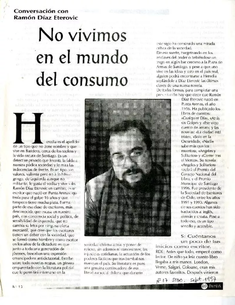 No vivimos en el mundo del consumo  [artículo].