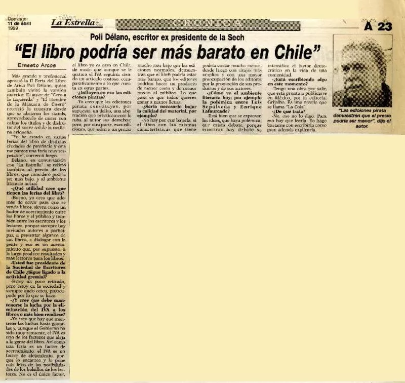 "El libro podría ser más barato en Chile" : [entrevistas] [artículo] Ernesto Arcos.