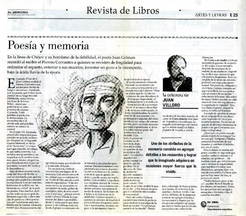 Poesía y memoria  [artículo] Juan Villoro.