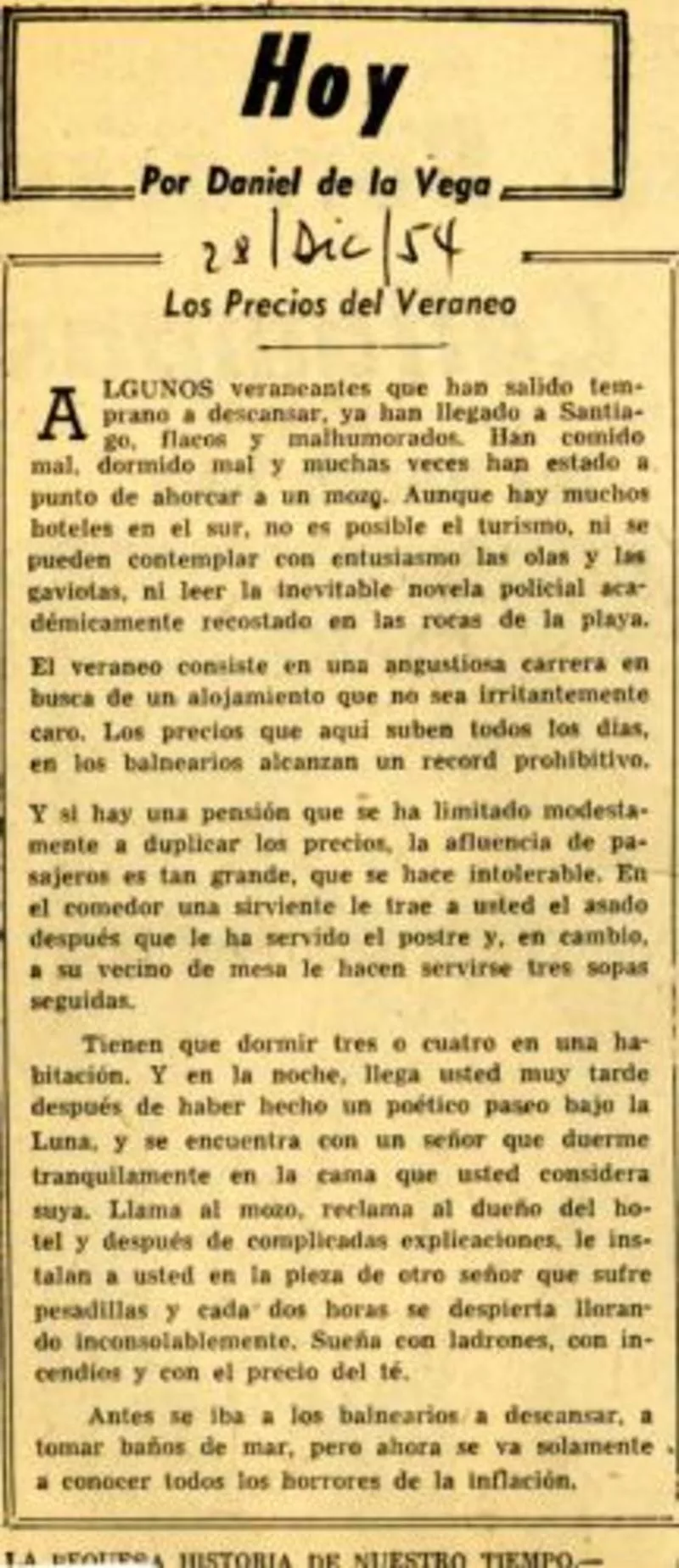 Los precios del veraneo  [artículo] Daniel de la Vega