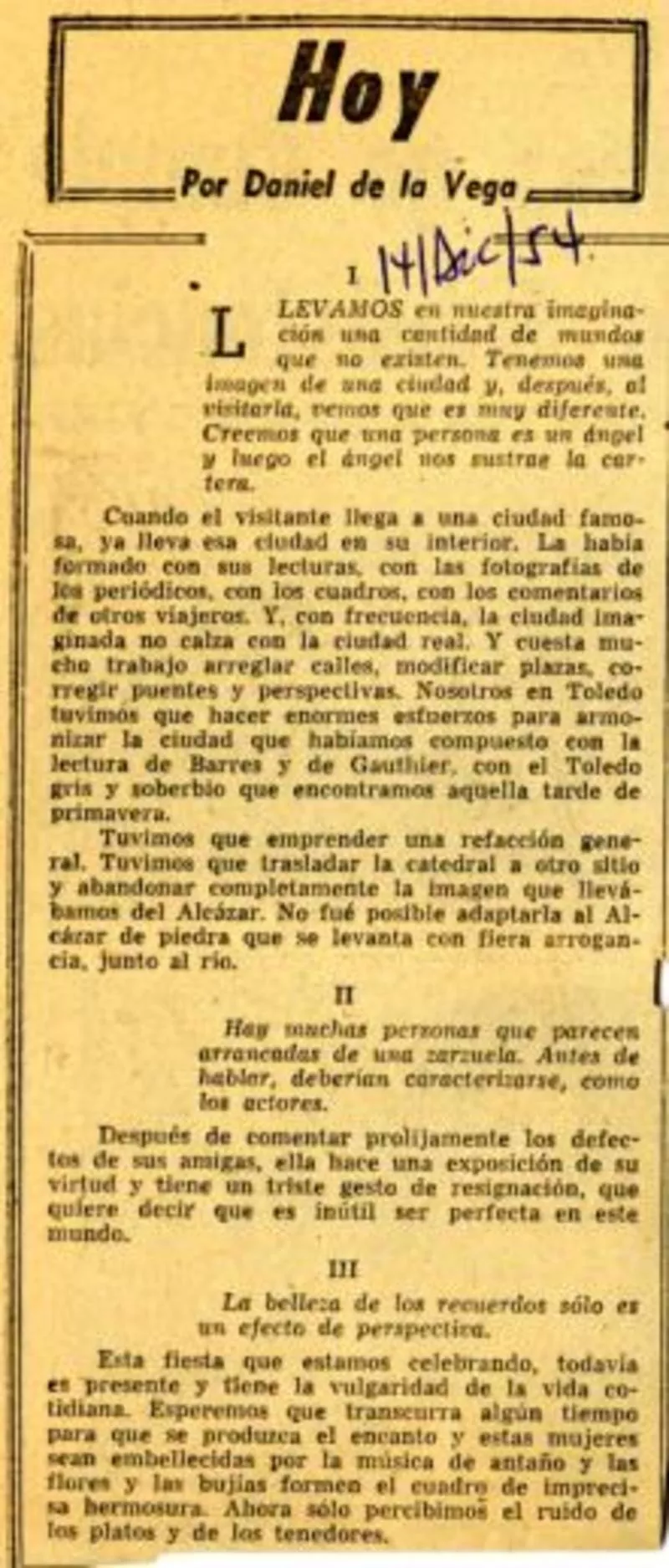 Hoy  [artículo] Daniel de la Vega