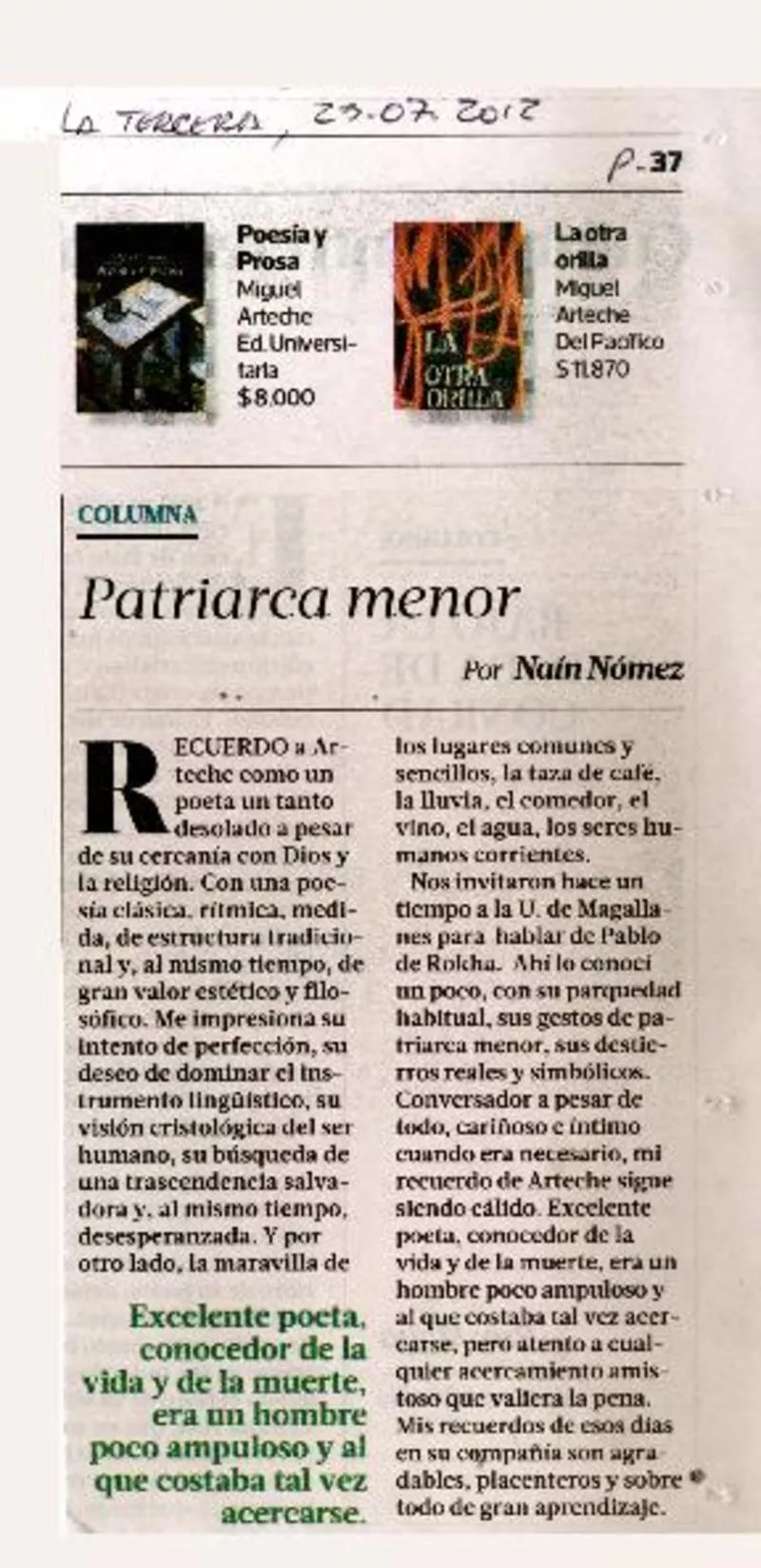 Patriarca menor  [artículo] Naín Nómez.