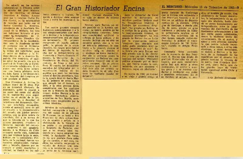 El gran historiador Encina  [artículo] Luis Beltrán Guerrero.