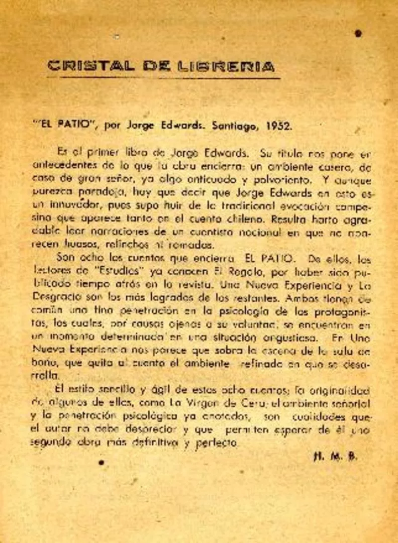 "El patio"  [artículo] H.M.B.