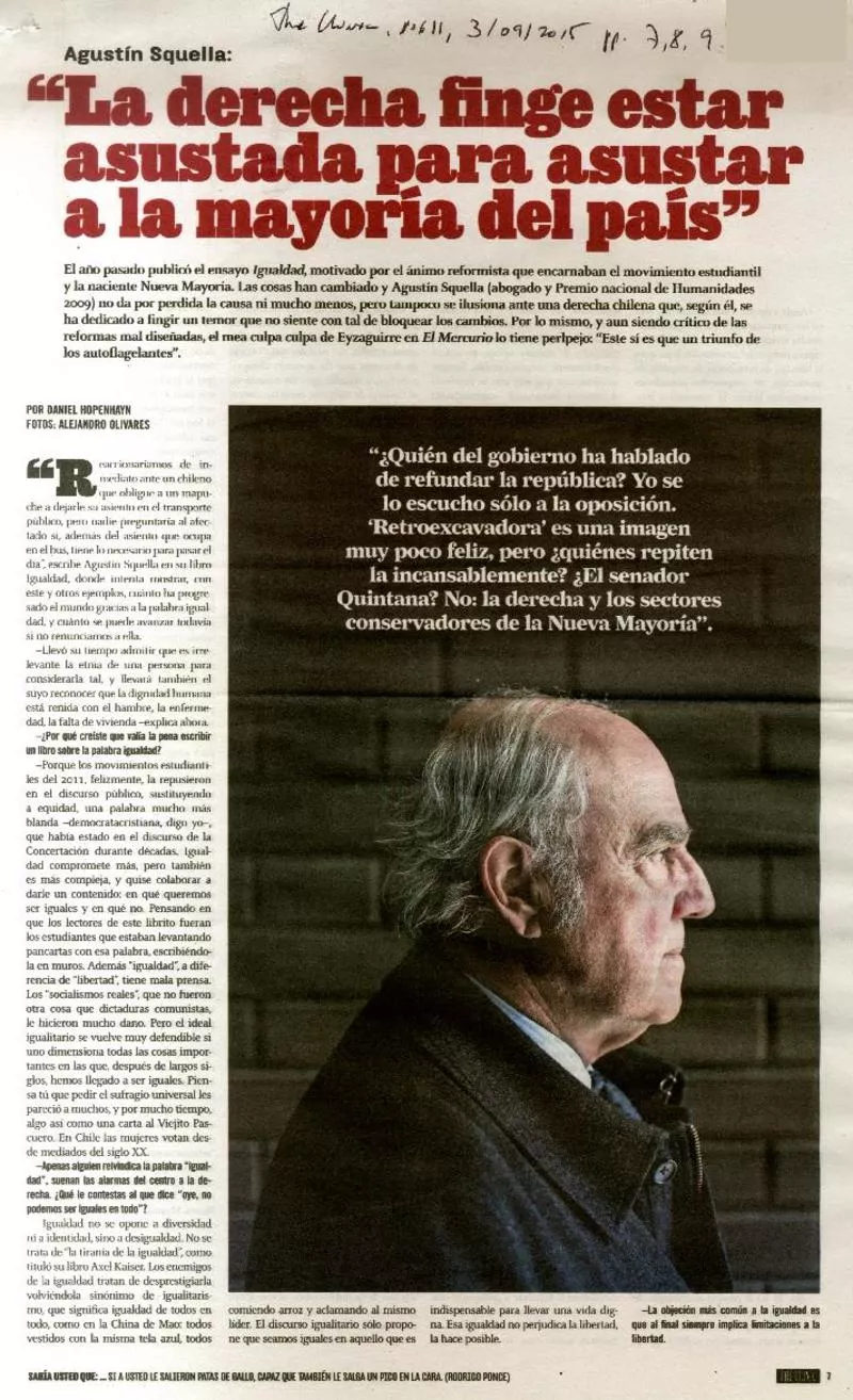 "La derecha finge estar asustada para asustar a la mayoría del país" [entrevista]  [artículo] Daniel Hopenhayn.