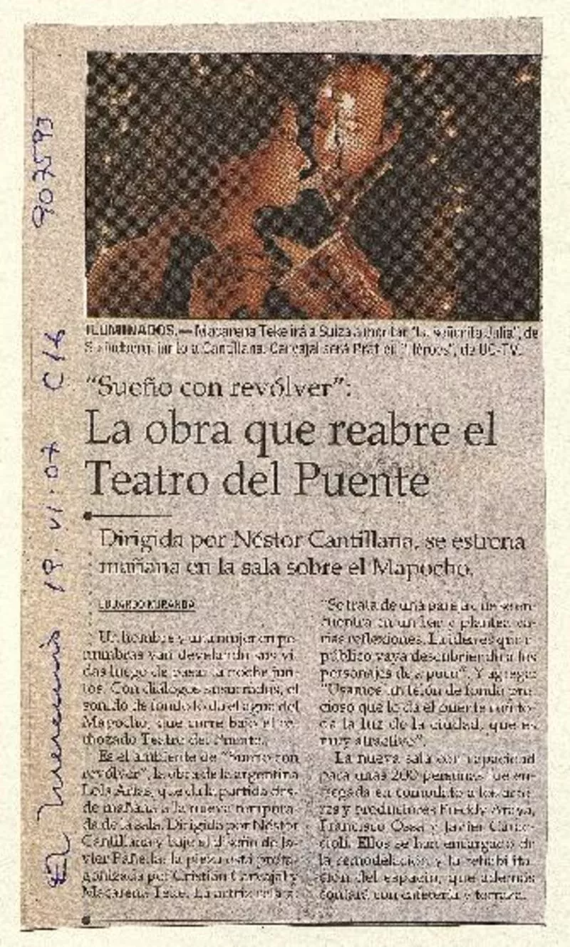 La obra que reabre el Teatro del Puente  [artículo] Rodrigo Miranda.