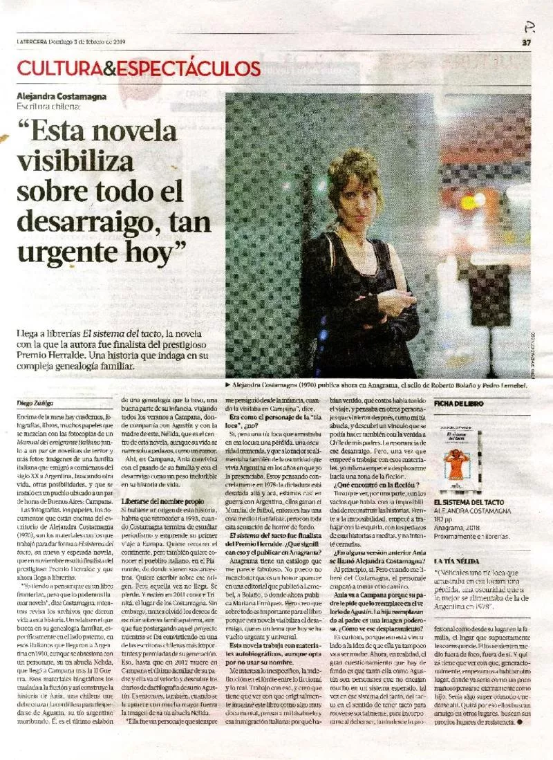 Esta novela visibiliza sobre todo el desarraigo, tan urgente hoy [entrevista] [artículo] : Diego Zúñiga.