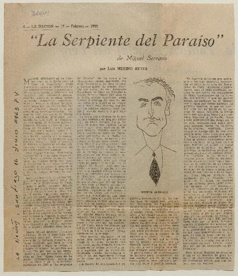"La Serpiente del Paraíso"  [artículo] Luis Merino Reyes.