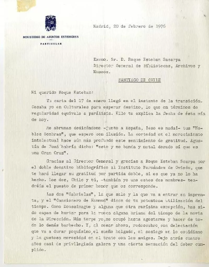 Madrid, España [a] Roque Esteban Scarpa [manuscrito] José Luis Messía y Jiménez.