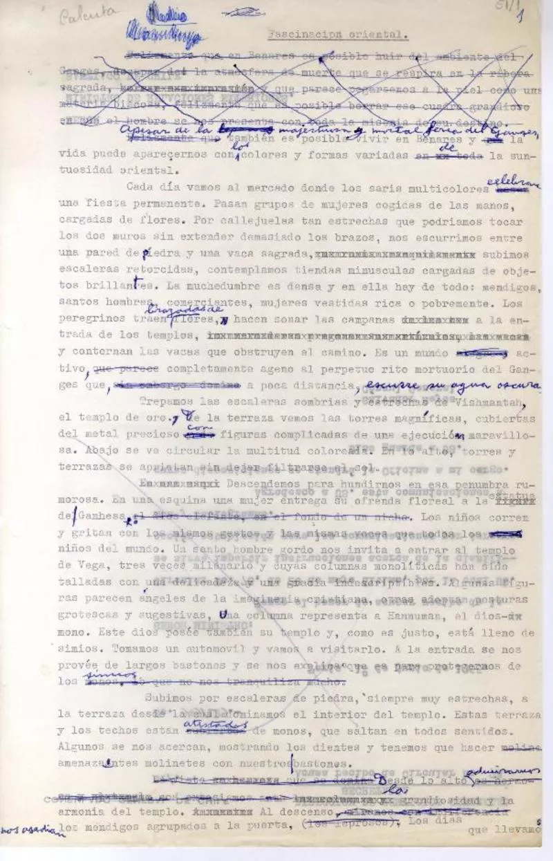 Calcuta : fascinación Oriental  [manuscrito] Salvador Reyes.