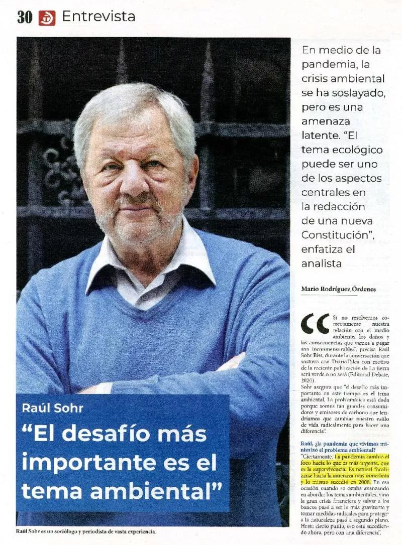 "El desafío más importante es el tema ambiental" [entrevista] [artículo] : Mario Rodríguez Órdenes.
