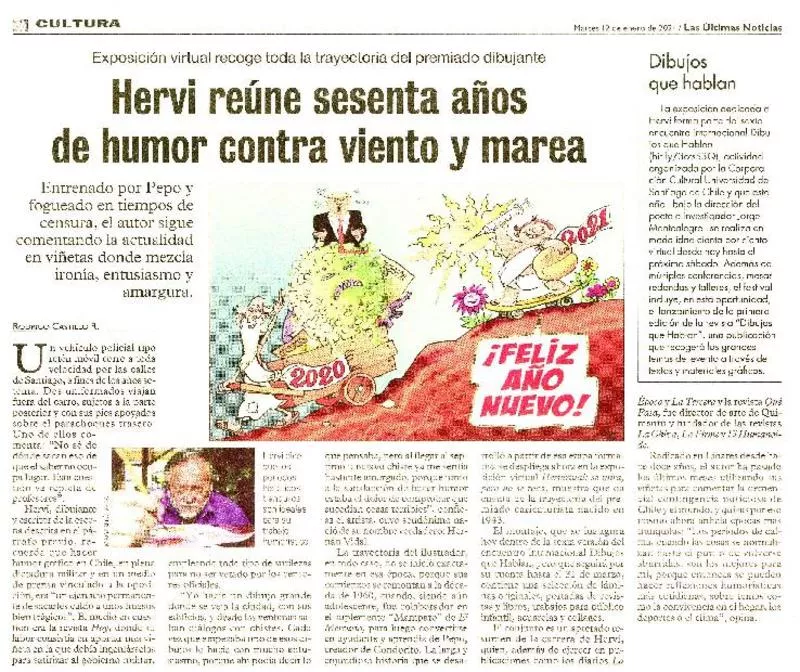 Hervi reúne sesenta años de humor contra viento y marea  [artículo] Rodrigo Castillo R.