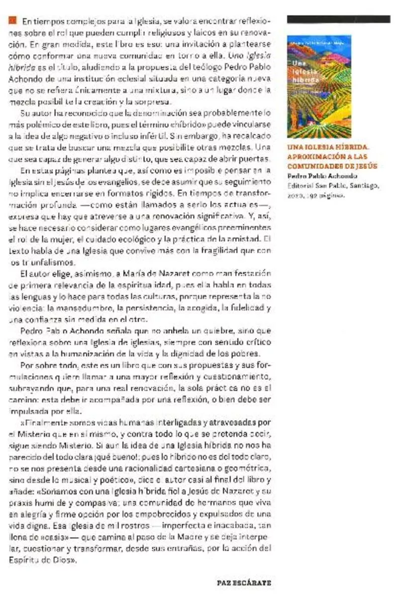 Una iglesia híbrida : aproximación a las comunidades de Jesús  [artículo] Paz Escárate.