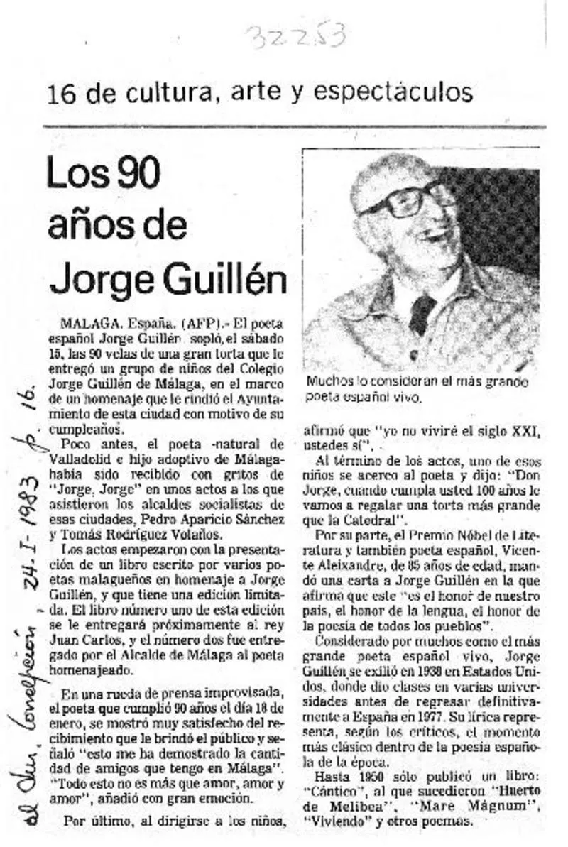 Los 90 años de Jorge Guillén.  [artículo]