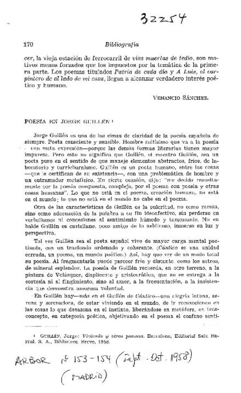 Poesía en Jorge Guillén.  [artículo]