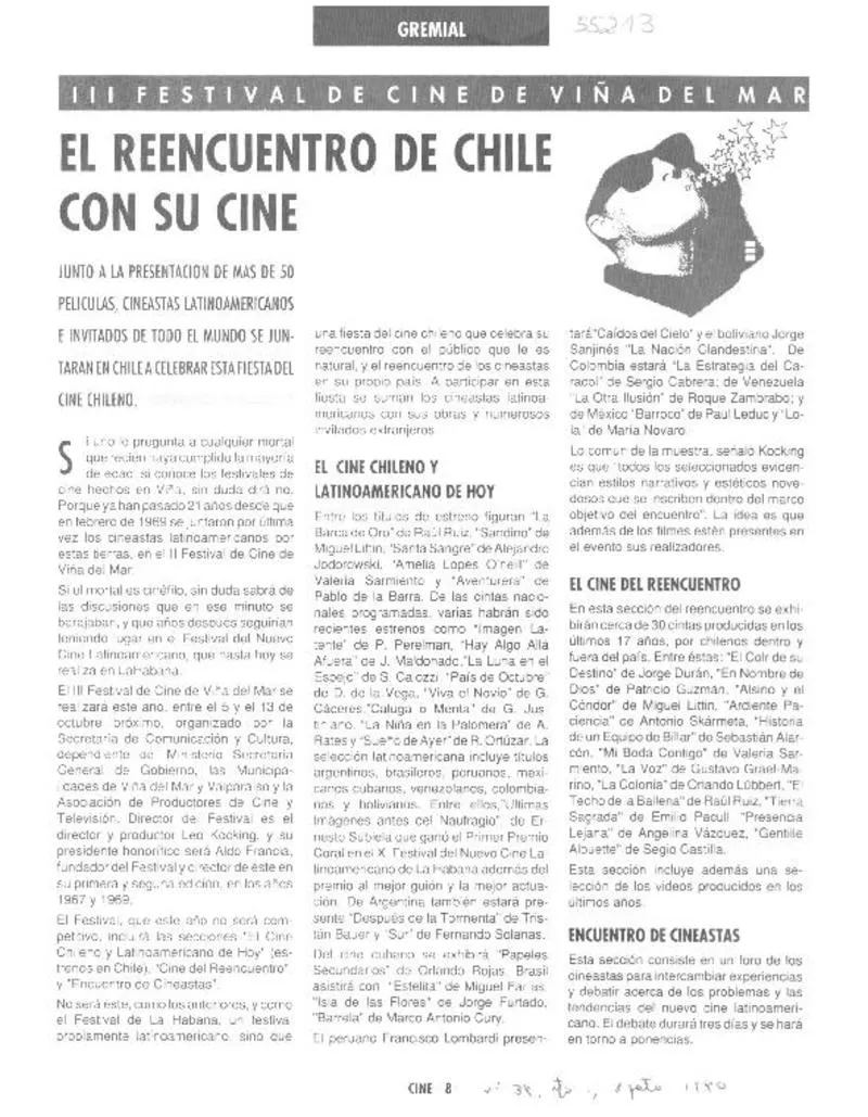 El Reencuentro de Chile con su Cine  [artículo]