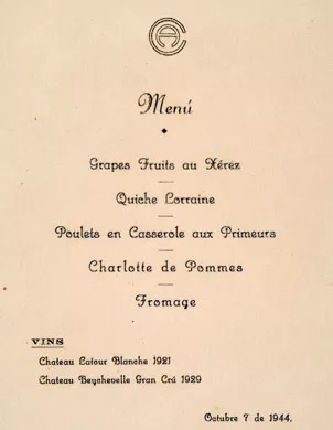 Menú de almuerzo en el Círculo de Armas