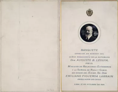 Menú en honor de Emiliano Figueroa Larraín 