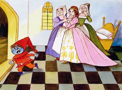 Tres mujeres y duende rojo