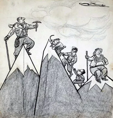 Presidente Eduardo Frei M. escalando la Cordillera