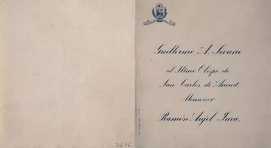 Menú de cena ofrecida a Monseñor Ramón Ángel Jara