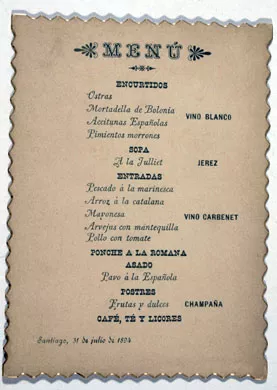 Menú. 31 de juliode 1894