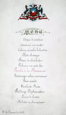 Menú Banquete a Guillermo E. Billinghurt