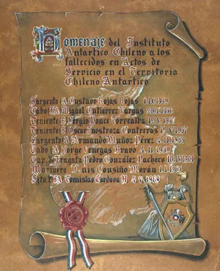 Homenaje del Inst. Antártico Chileno a los fallecidos en actos de servicio Diploma..